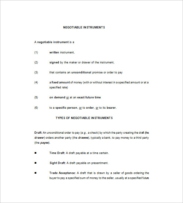 negotiable instruments