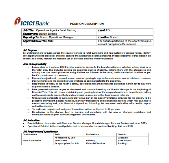 9+ Bank Teller Job Description Templates Free Sample, Example, Format