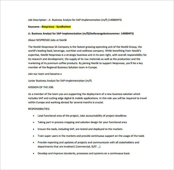 business analyst job description for sap free pdf download