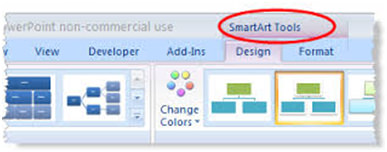 smartart toolsを開きます