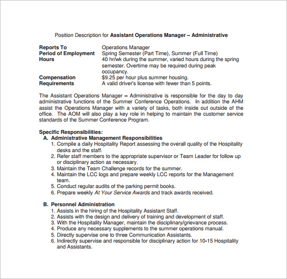 9+ Operations Manager Job Description Templates