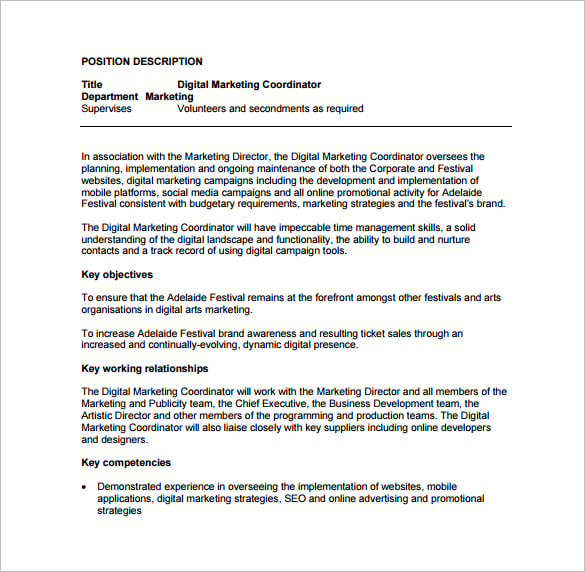 Job description marketing coordinator/ graphic designer