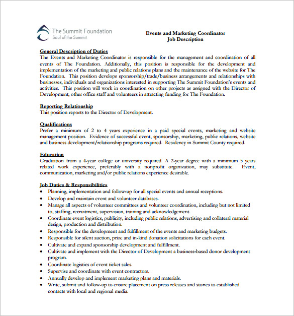 10+ Marketing Coordinator Job Description Templates | Free & Premium