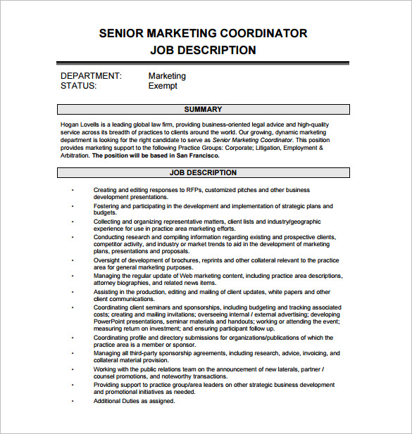 Training Coordinator Job Description Pdf