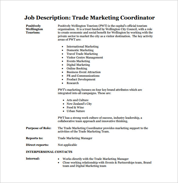 12+ Marketing Coordinator Job Description Templates Free Sample