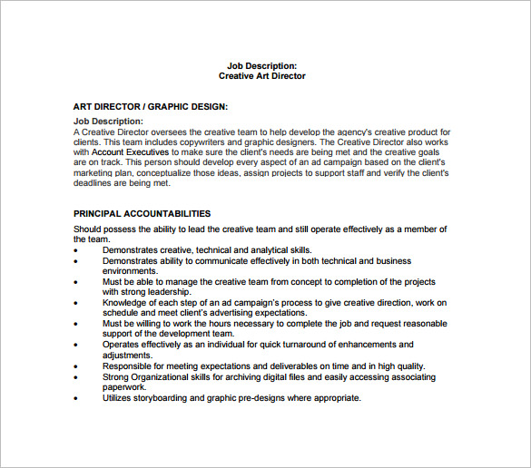 free creative art director job description pdf download