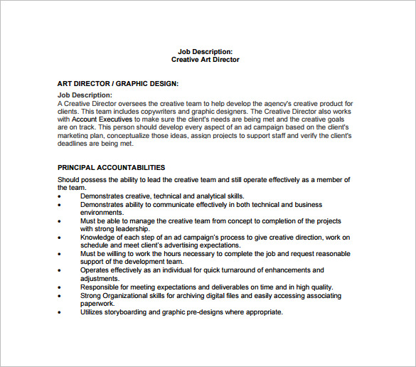 9+ Creative Director Job Description Templates Word, Docs, Pages