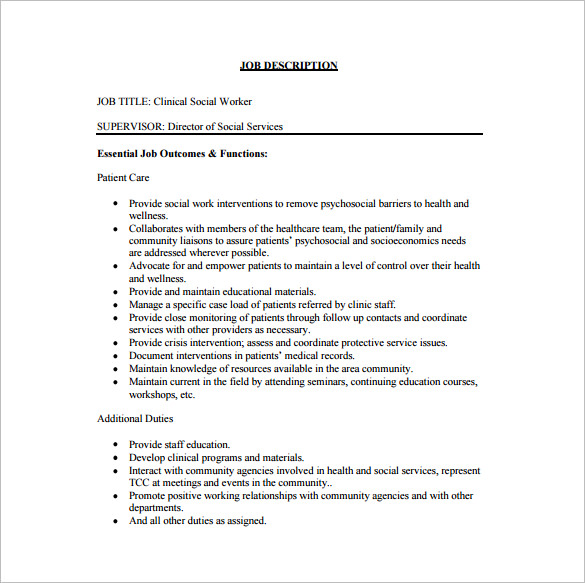 clinical social worker description pdf free download