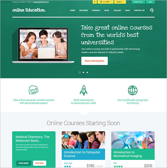 online education psd template