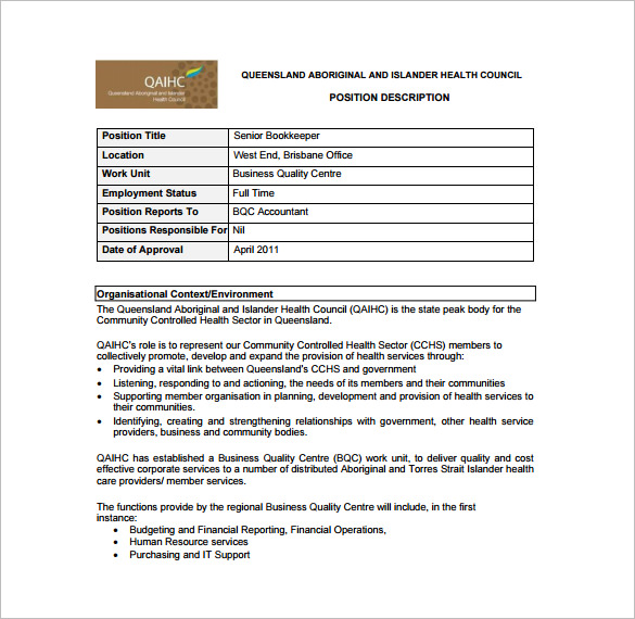 10+ Bookkeeper Job Description Templates Free Sample, Example, Format Download!