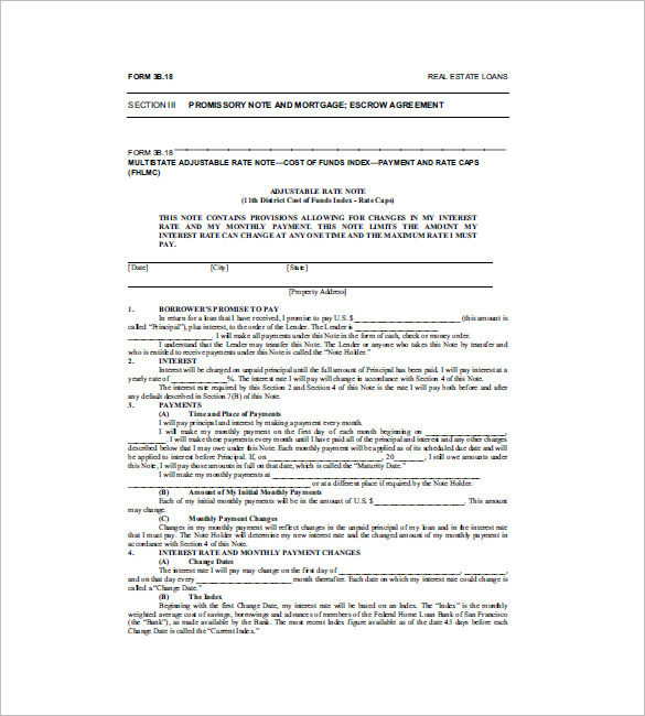 section iii promissory note and mortgage