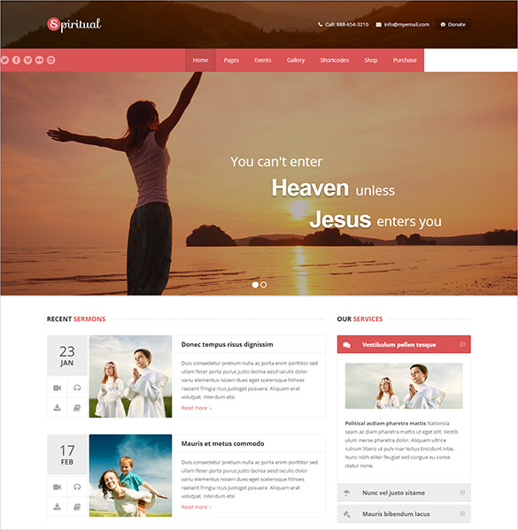 spiritual church wordpress theme