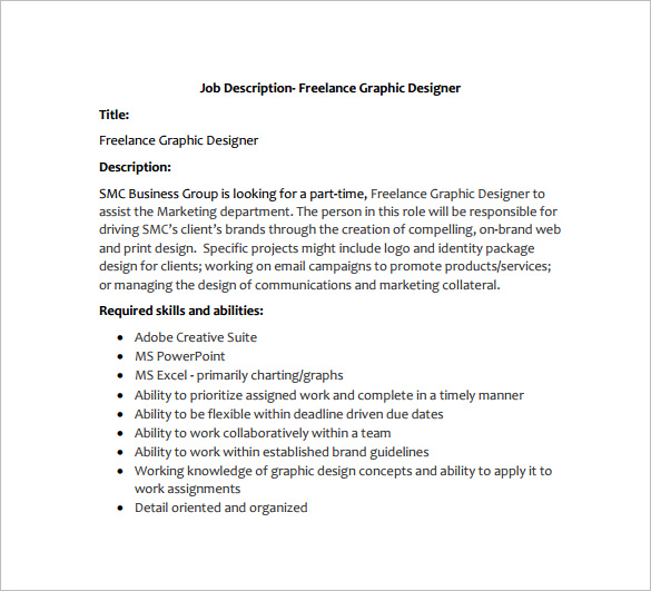 freelance graphic designer job description free pdf template