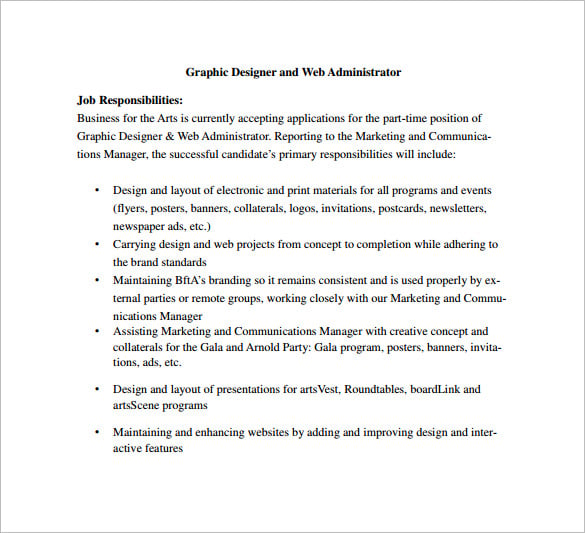 free graphic web designer job description pdf download