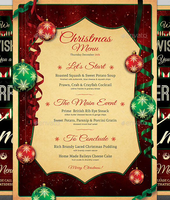 Christmas Menu Template 30 Free PSD EPS AI Illustrator Word 