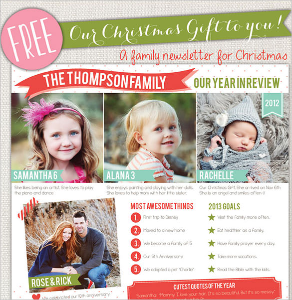 free christmas family newsletter template download