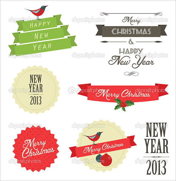 vintage christmas label template and badges download