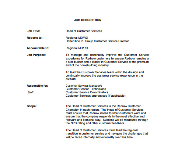 13+ Customer Service Job Description Templates