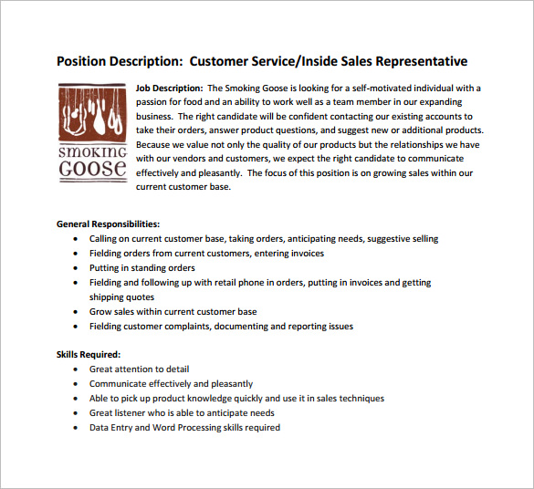 Customer Service Job Description Templates 15+ Free Sample, Example