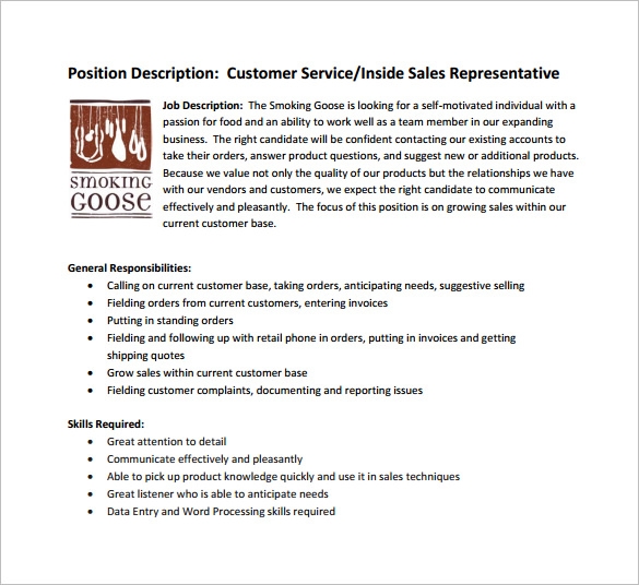 Customer Service Job Description Templates 15+ Free