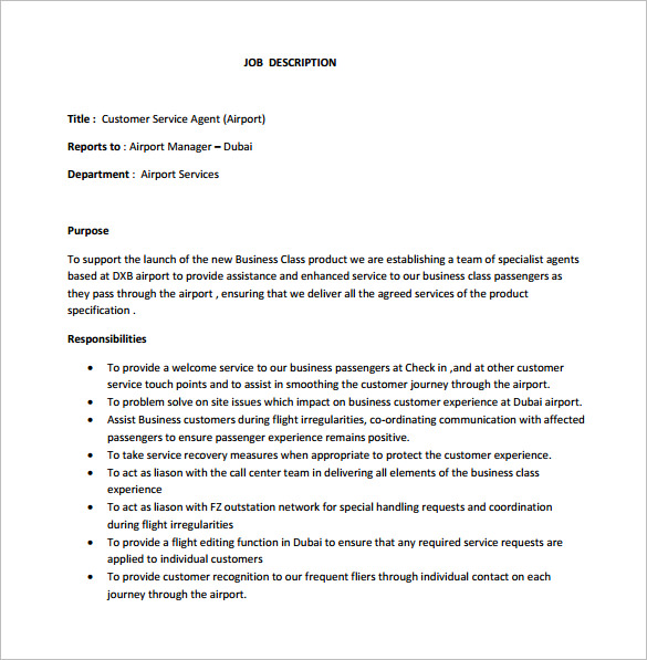 Customer Service Job Description Template - 11+ Free Word 