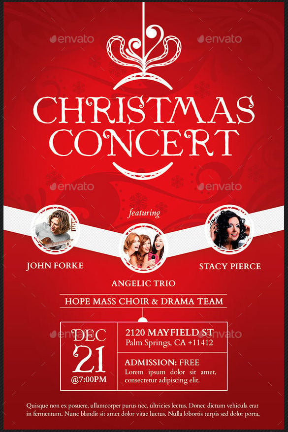 christmas concert broucher and poster template psd design
