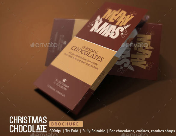 trifold christmas chocolates brochure template indd format