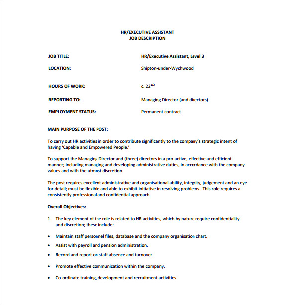 7 Executive Assistant Job Description Templates