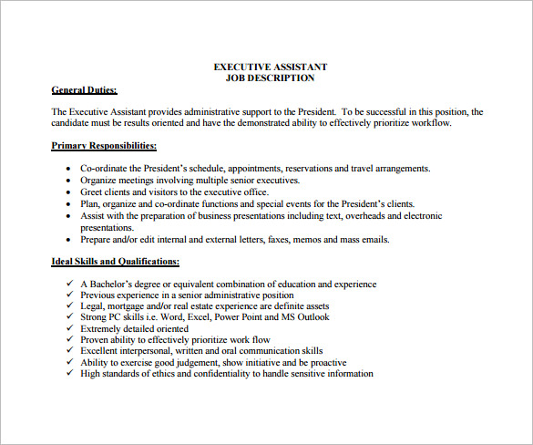 7 Executive Assistant Job Description Templates