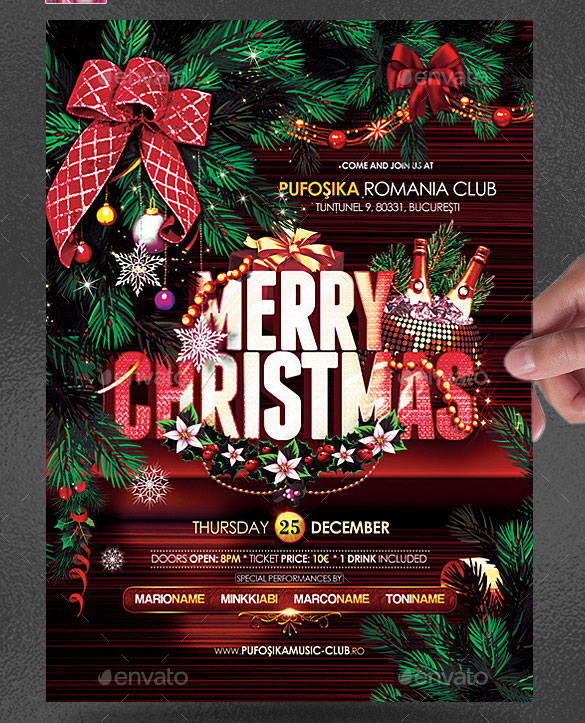 merry christmas poster template photoshop psd design