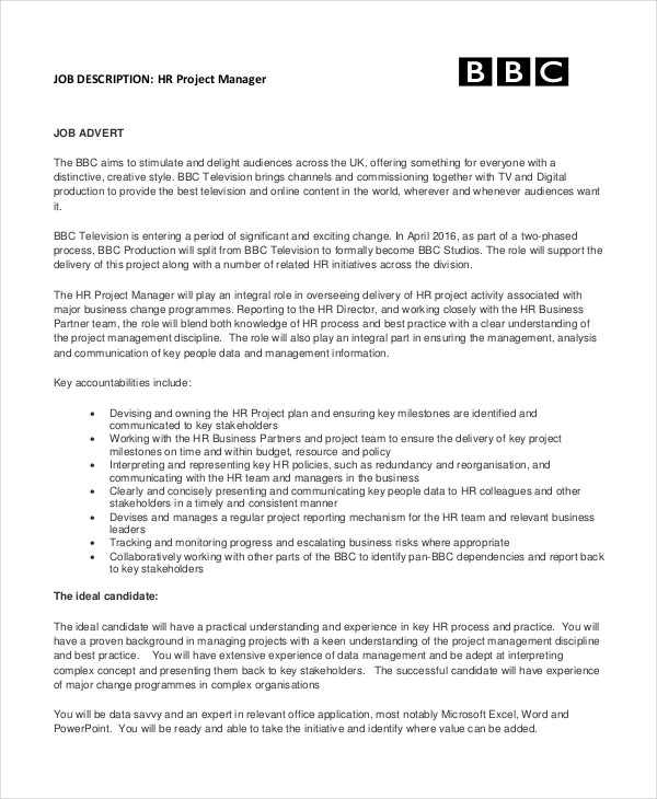 Hr Manager Job Description 15+ Free Sample, Example, Format