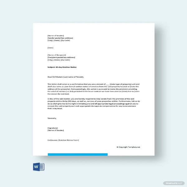 0 day eviction letter template