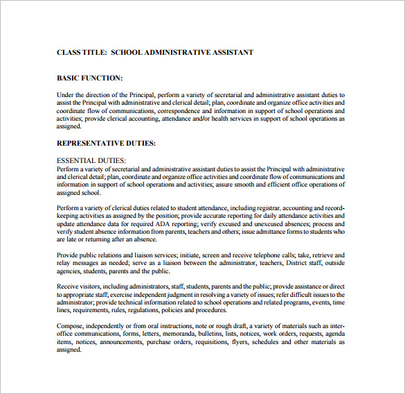 Administrative Assistant Job Description Template - 10+ Free Word, PDF ...
