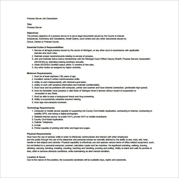 Server Job Description Template - 11+ Free Word, PDF Format Download