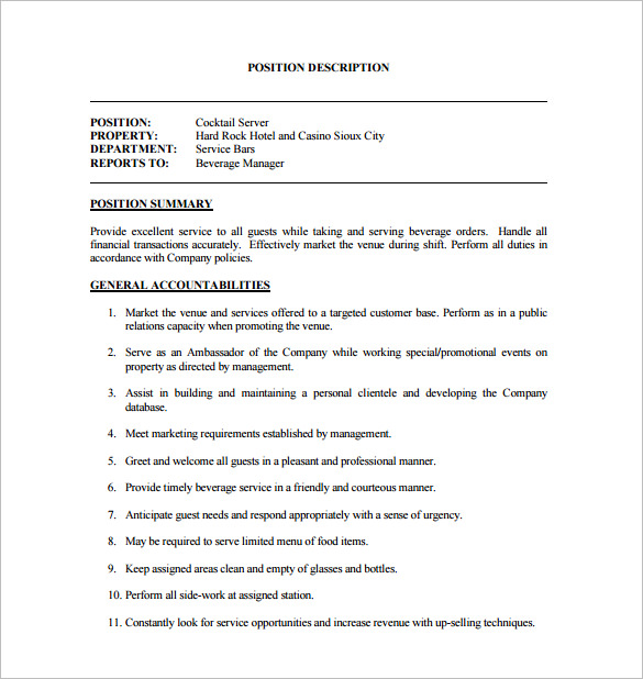 12-server-job-description-templates-free-sample-example-format