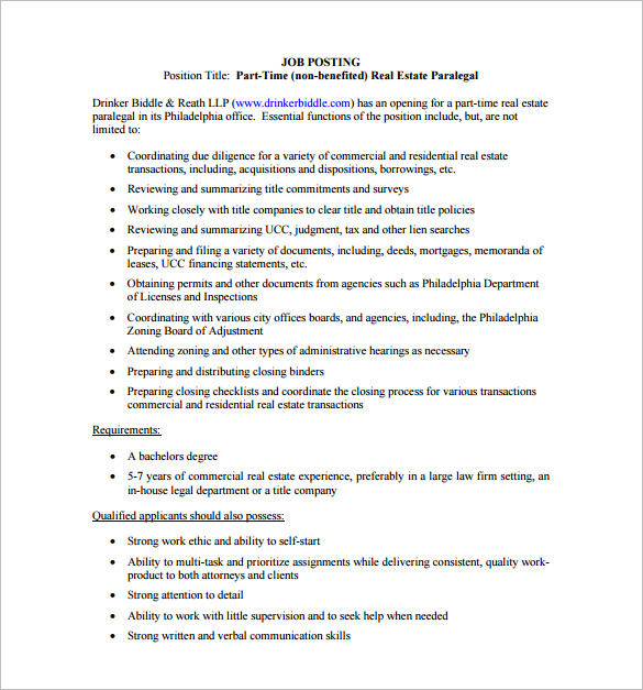13+ Paralegal Job Description Templates Free Sample, Example, Format