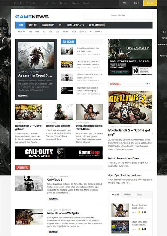 32+ Gaming Joomla Themes & Templates