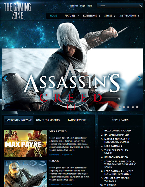 online gaming store joomla template