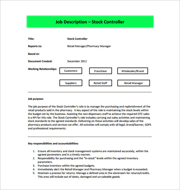 Controller Job Description Template 10 Free Word Pdf Format Download Free Premium Templates