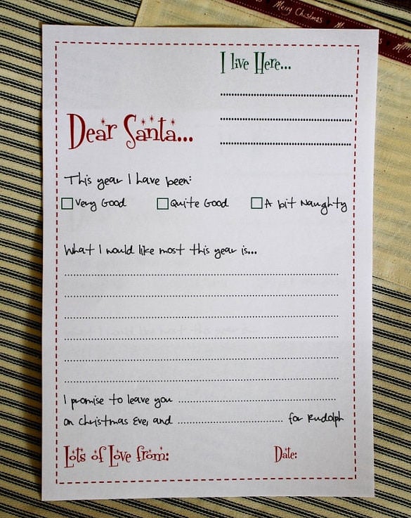 printable letter to santa template a4 size download