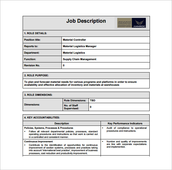 12+ Controller Job Description Templates Free Sample, Example, Format