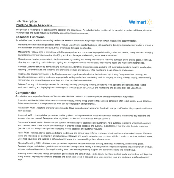 walmart sales associate job description pdf free download