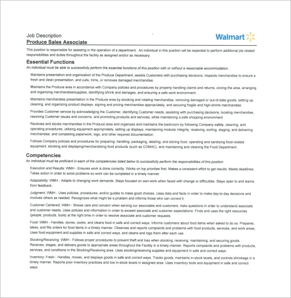 Walmart inventory management associate job description