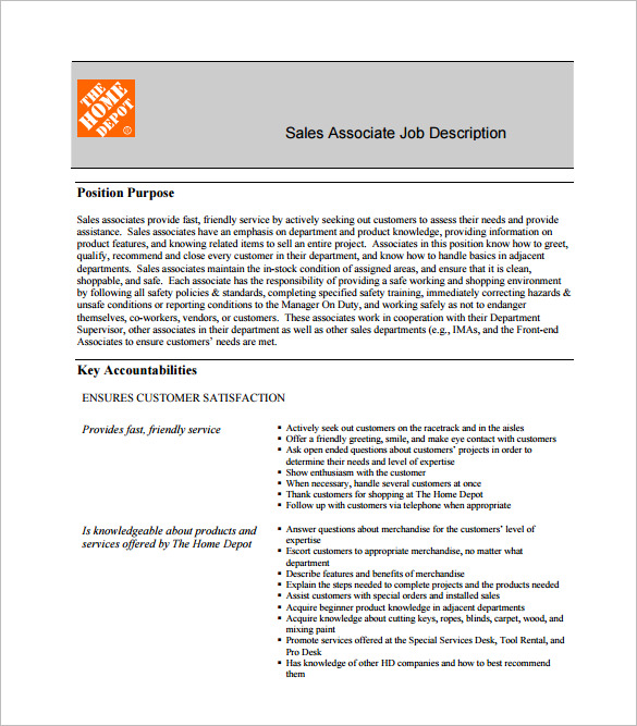 Sales Associate Job Description Template - 7+ Free Word, PDF Format