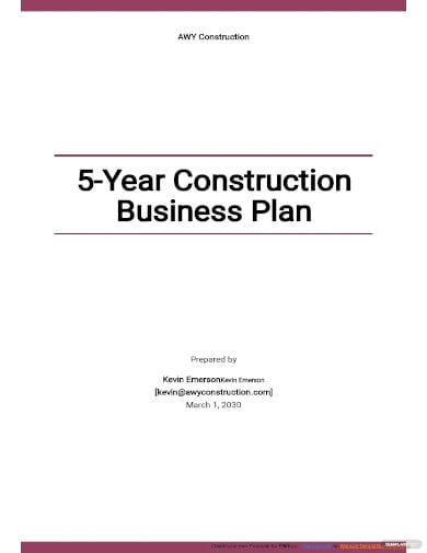 year construction business plan template