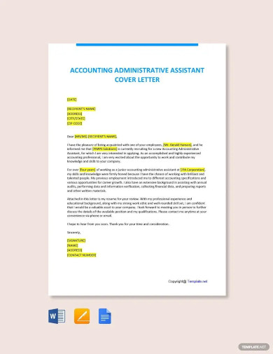 accounting administrative assistant cover letter