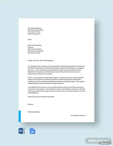 administrative assistant cover letter template