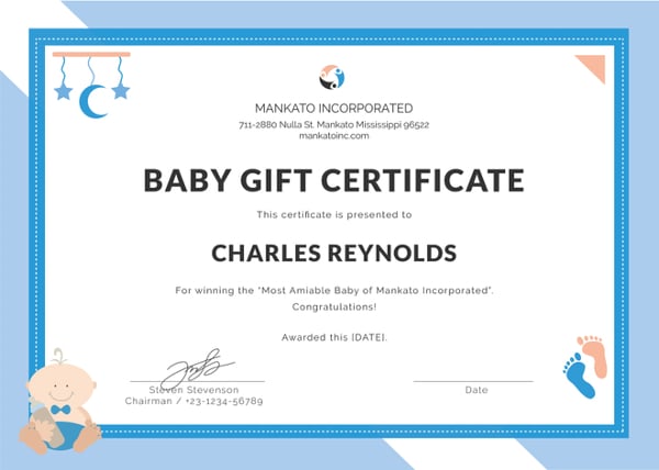 baby gift certificate template