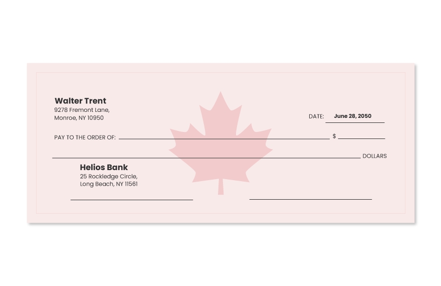 blank canada check free vector template
