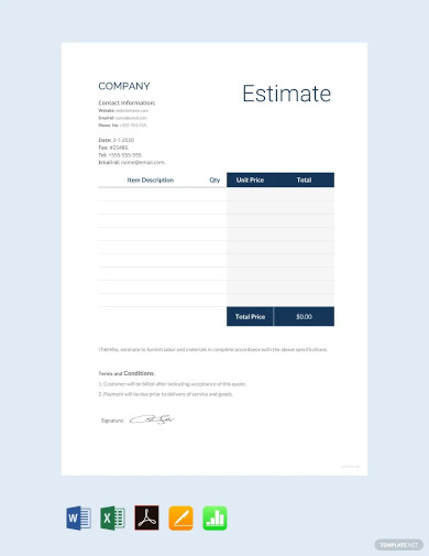 Image 16 for Work Estimate Template Word